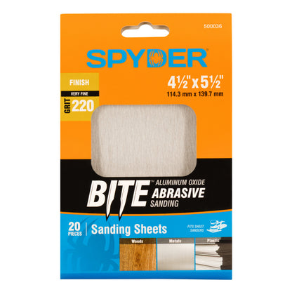 4.5" x 5.5" 220 Grit Aluminum Oxide Sanding Sheets (20-Pack)
