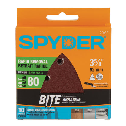 3-5/8" 80-Grit Aluminum Oxide Triangular Detail Sanding Sheets (10-Pack) Sanding