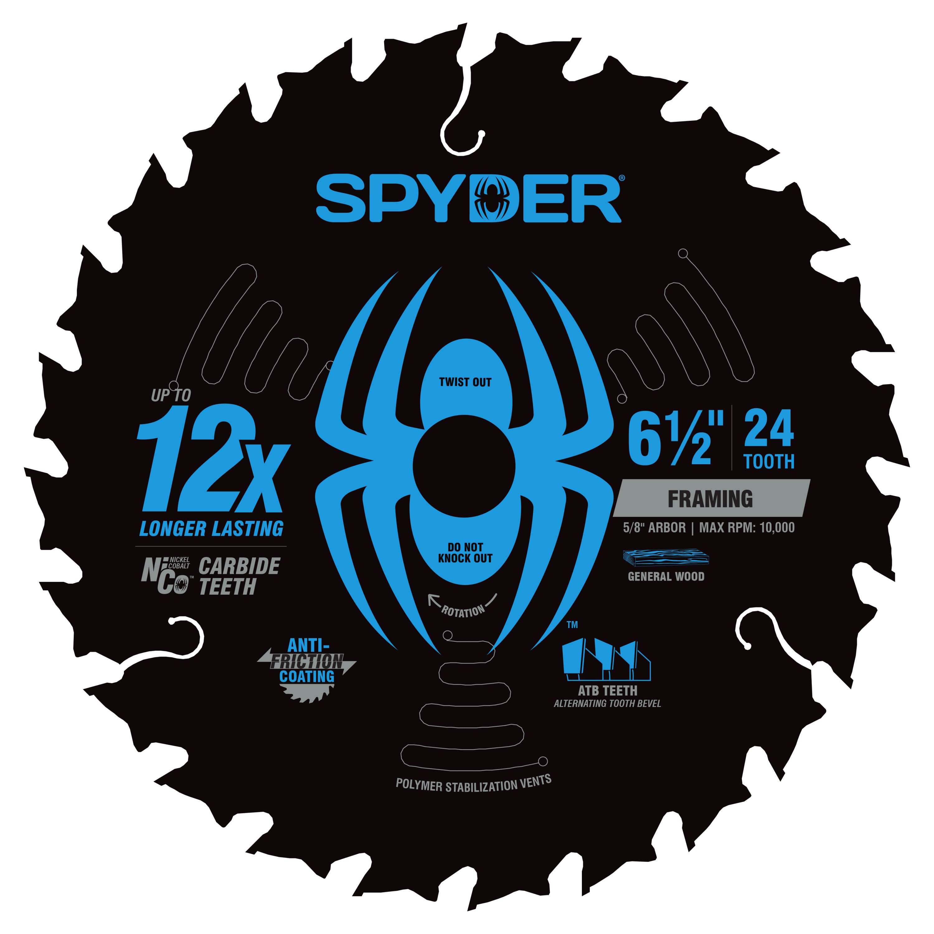 6-1/2" 24-Tooth TCT Framing Circular Saw Blade Tarantula™