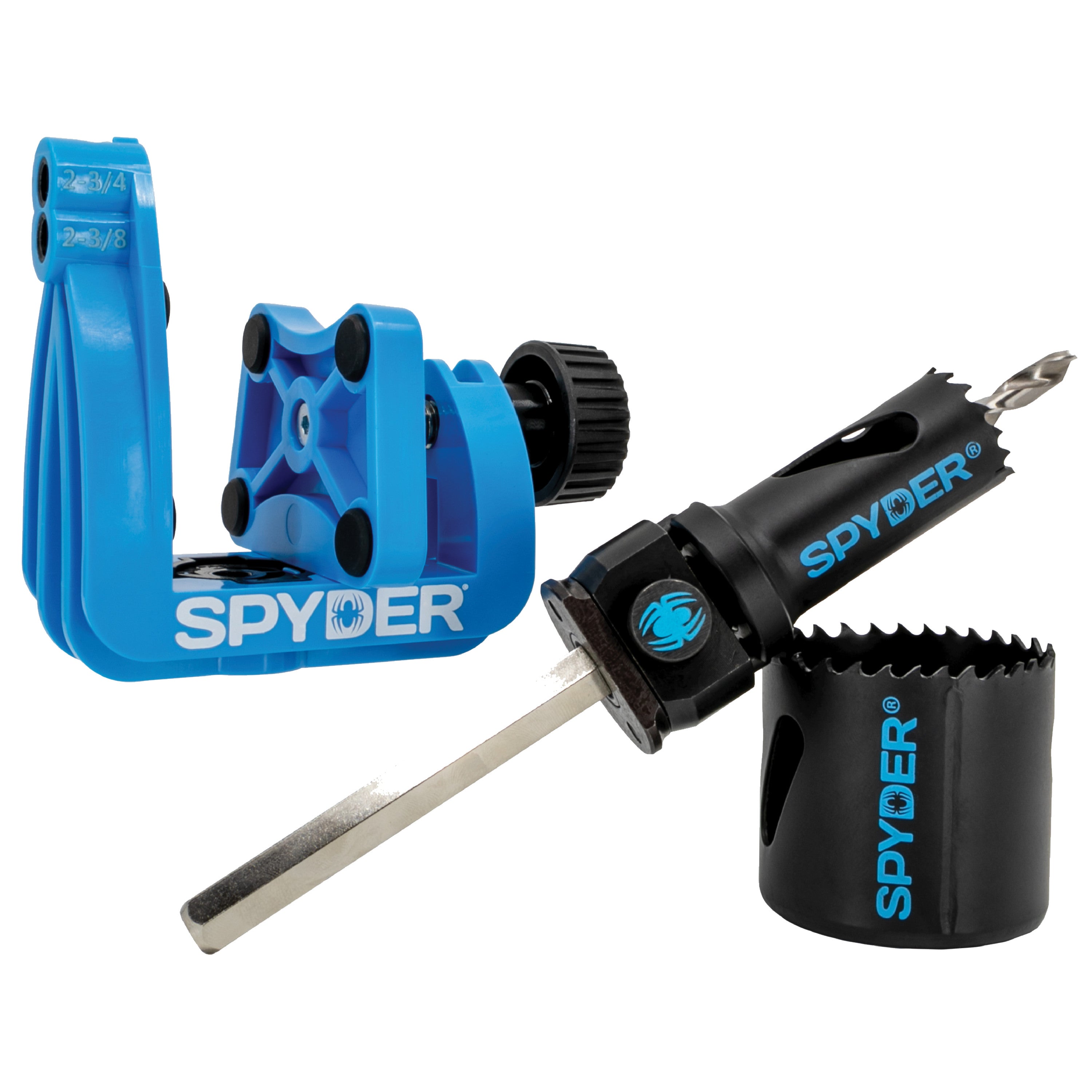 Plantilla de instalación de cerradura de puerta Rapid Core Eject™ Bi-Metal de 5 piezas y kit de sierra de corona bimetálica (1" y 2-1/8")