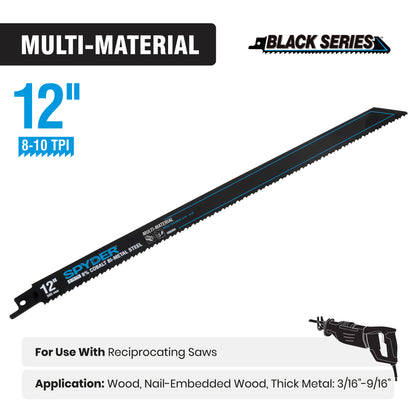 12" 8-10 TPI Bi-Metal Reciprocating Saw Blade Black Series™
